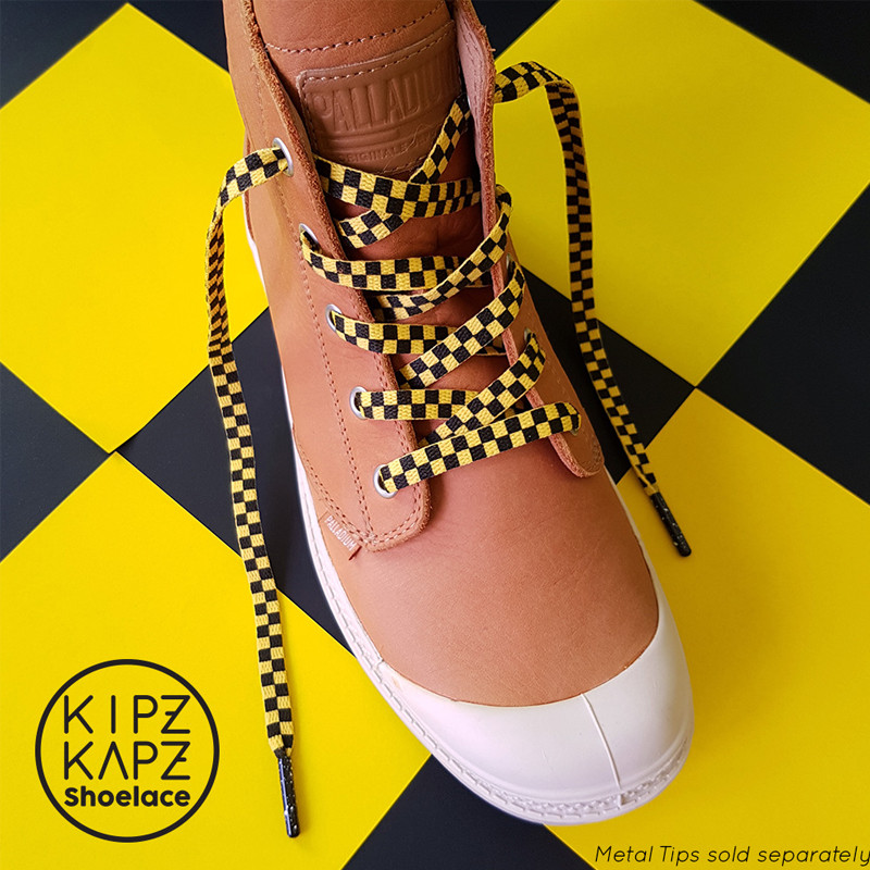 Jual Aksesoris Sneakers Kipzkapz Flat Checker Xs31 8Mm Black Yellow Original Xs31 - Flat Checker 8Mm - hoopspoint.com